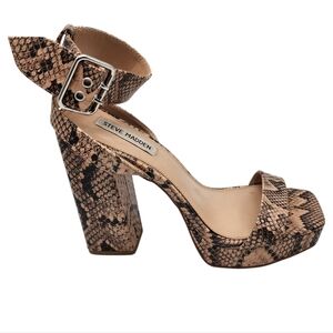 Steve Madden Waverley Snake Skin Print Ankle Strap Platform Heels Size 8.5